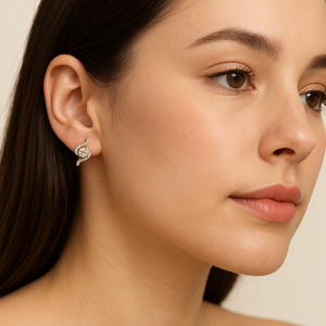 Wavy Swirl Pavé Stud Earrings - PEACORA