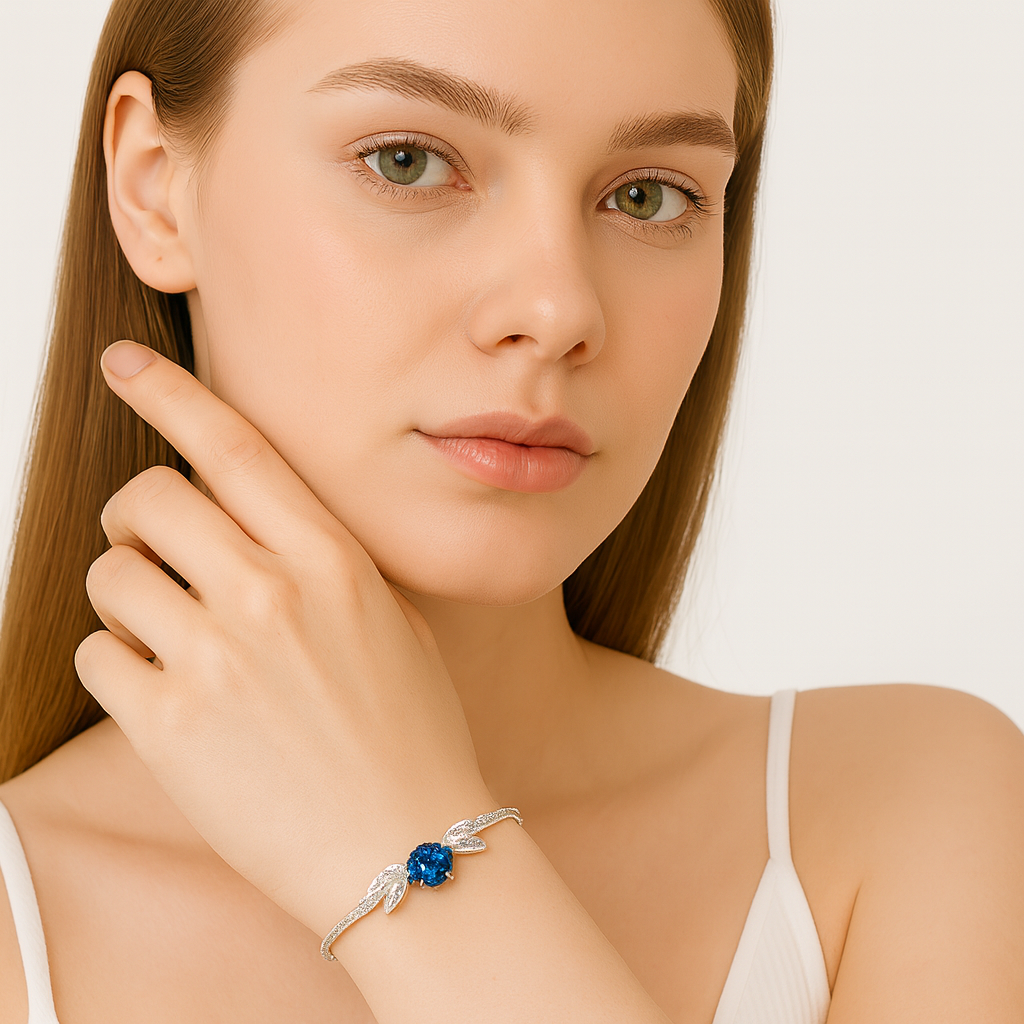 Moissanite Swan Sterling Silver Bracelet - PEACORA