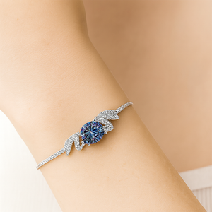 Moissanite Swan Sterling Silver Bracelet - PEACORA