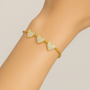 Cascading Hearts Gold Vermeil Bracelet - PEACORA