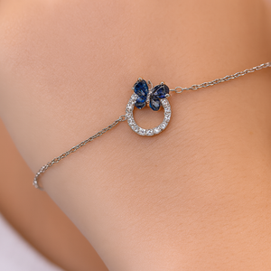 Blue Crystal Butterfly Bracelet - PEACORA