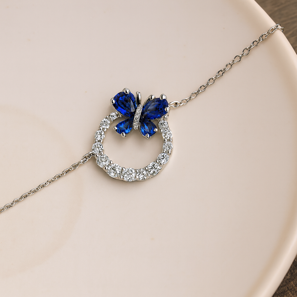 Blue Crystal Butterfly Bracelet - PEACORA