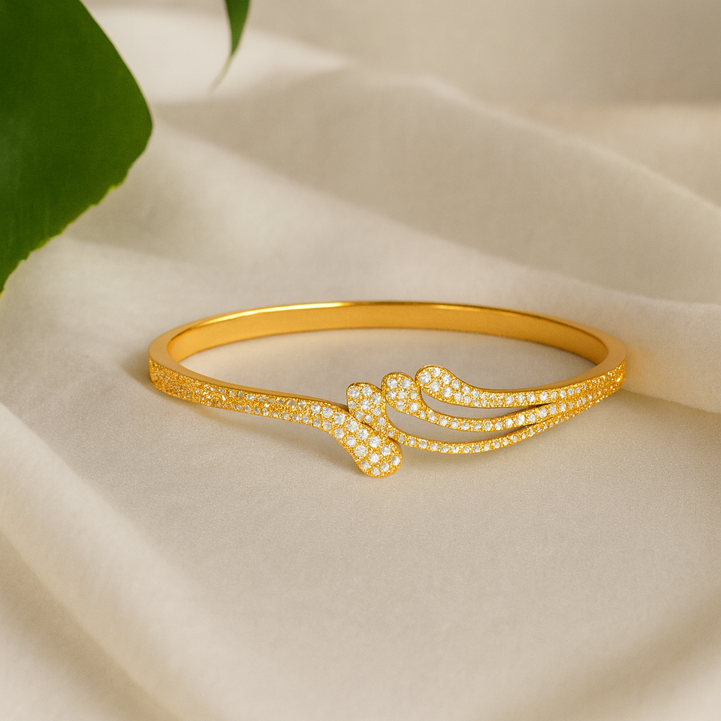 Radiant Waves Golden Bangle - PEACORA