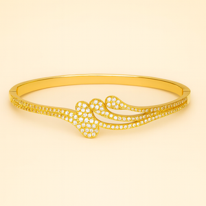 Radiant Waves Golden Bangle - PEACORA