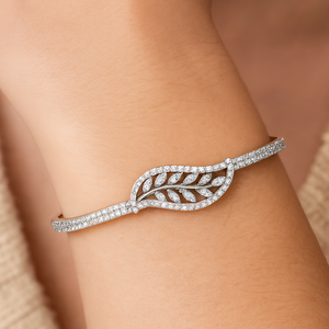 Elegant Leaf Sparkle Bangle - PEACORA
