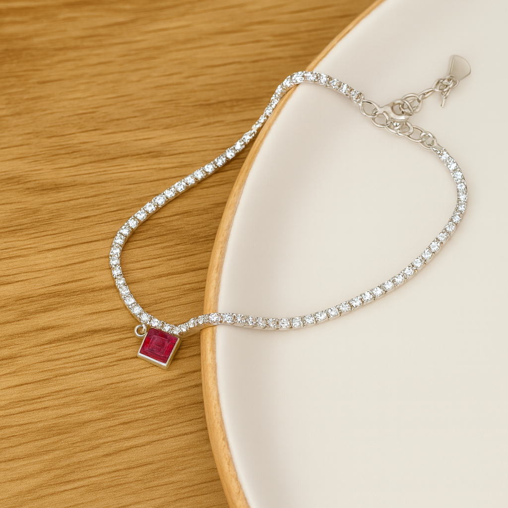 Radiant Red Tennis Anklet - PEACORA