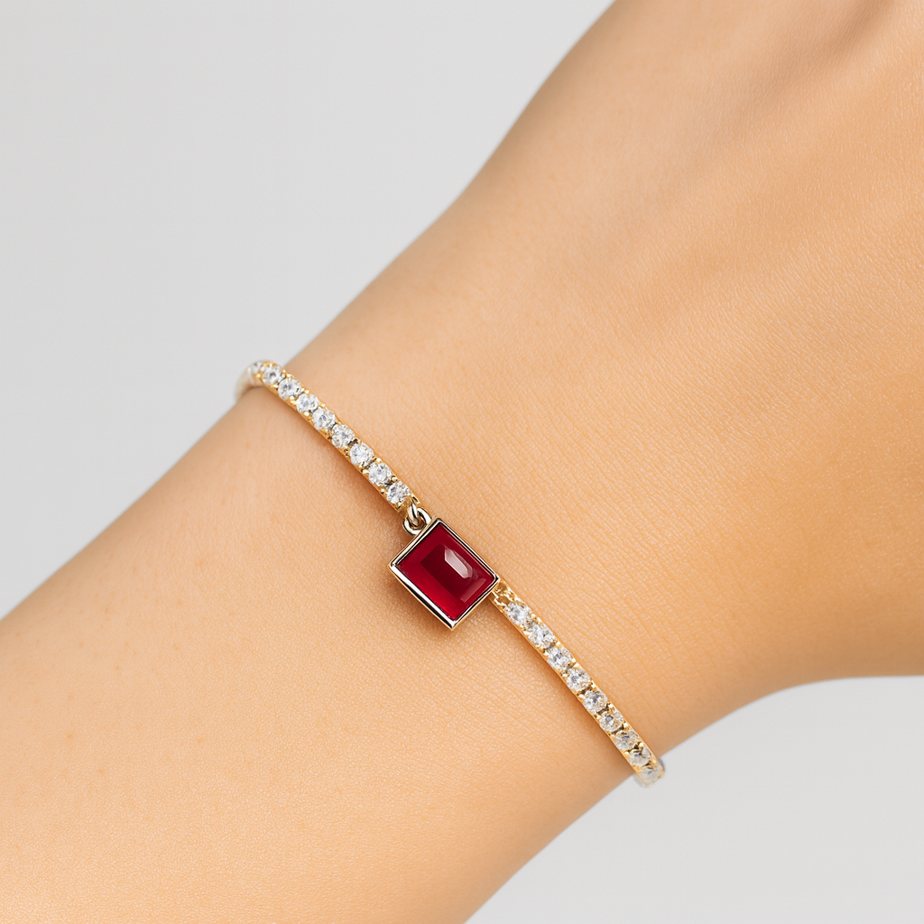 Radiant Red Tennis Anklet - PEACORA