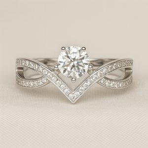 V-Shaped Solitaire Moissanite Ring - PEACORA