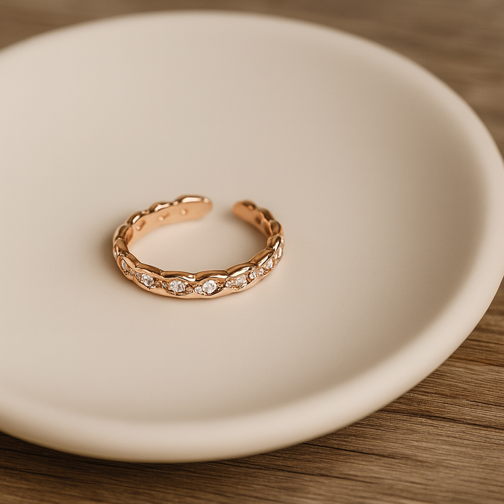 Rose Gold Tone Adjustable Eternity Ring - PEACORA