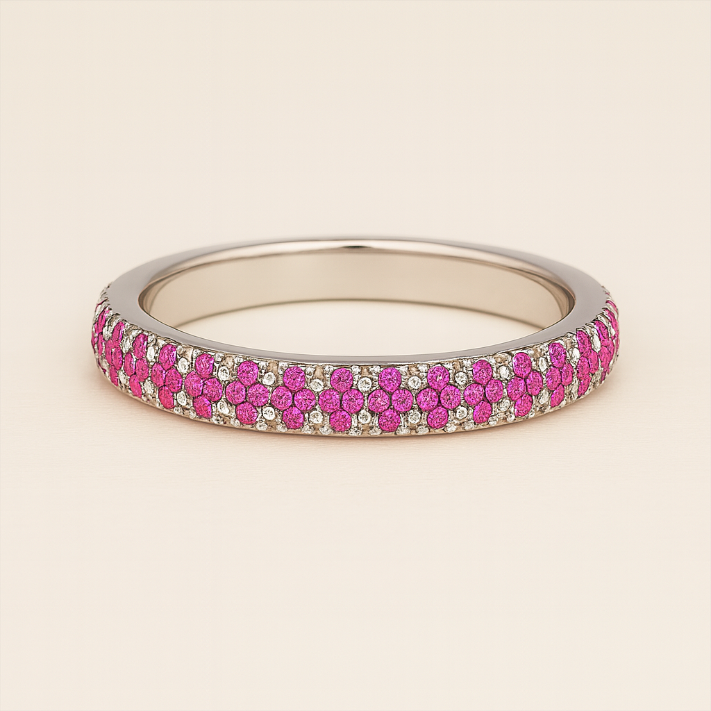 Pink Eternity Pave Band Ring - PEACORA