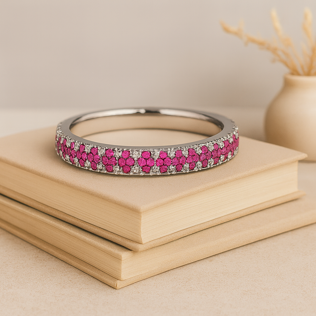 Pink Eternity Pave Band Ring - PEACORA