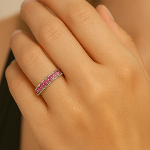 Pink Eternity Pave Band Ring - PEACORA