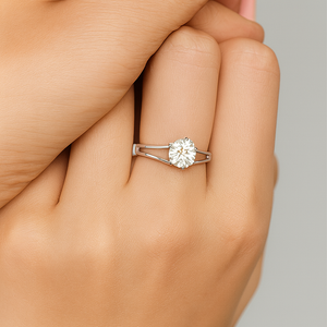 Classic Floating Solitaire Split Band Ring - PEACORA