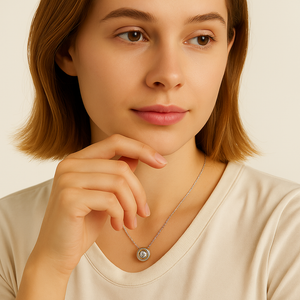 Two-Tone Circle Moissanite Pendant Necklace - PEACORA