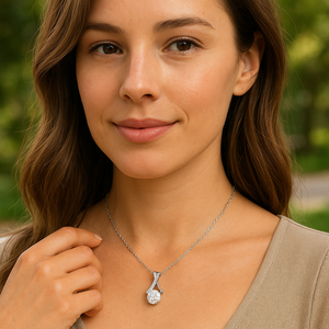Silver Moissanite Wave Pendant Necklace - PEACORA