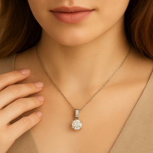 Classic Solitaire Moissanite Pendant Necklace - PEACORA