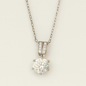 Classic Solitaire Moissanite Pendant Necklace - PEACORA
