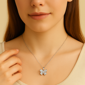 Silver Crystal Butterfly Pendant Necklace - PEACORA