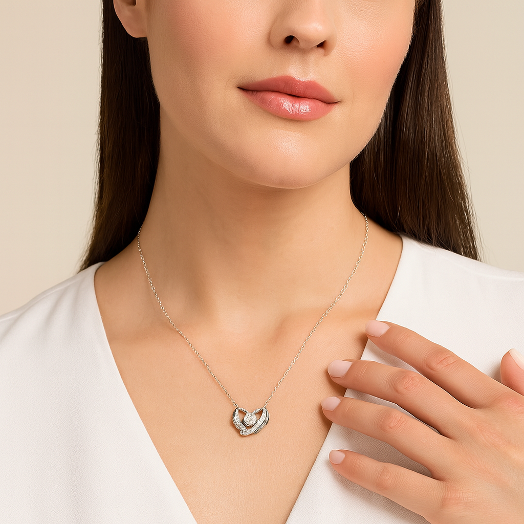 Floating Wings Embrace Pendant Necklace - PEACORA