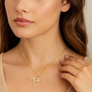 Golden Floral Branch Pendant Necklace - PEACORA