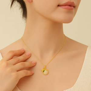 Golden Peach Gemstone Pendant Necklace - PEACORA
