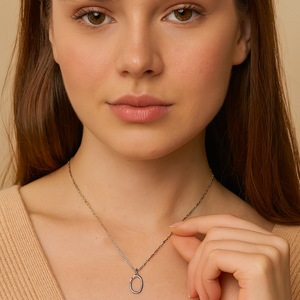 Silver Open Oval Pendant Necklace - PEACORA