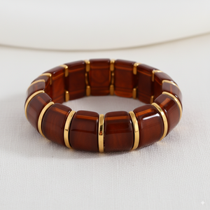 Chunky Resin-Style Stainless Steel Bangle – Tortoise Brown Finish - PEACORA