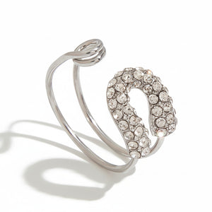 Crystal Horseshoe Open Ring SIlver