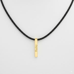 Custom Gold Engraved Bar Pendant Necklace