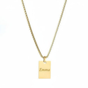 Custom Gold Rectangle Pendant Necklace