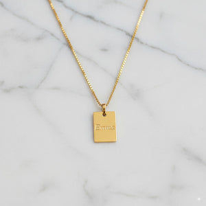 Custom Gold Rectangle Pendant Necklace