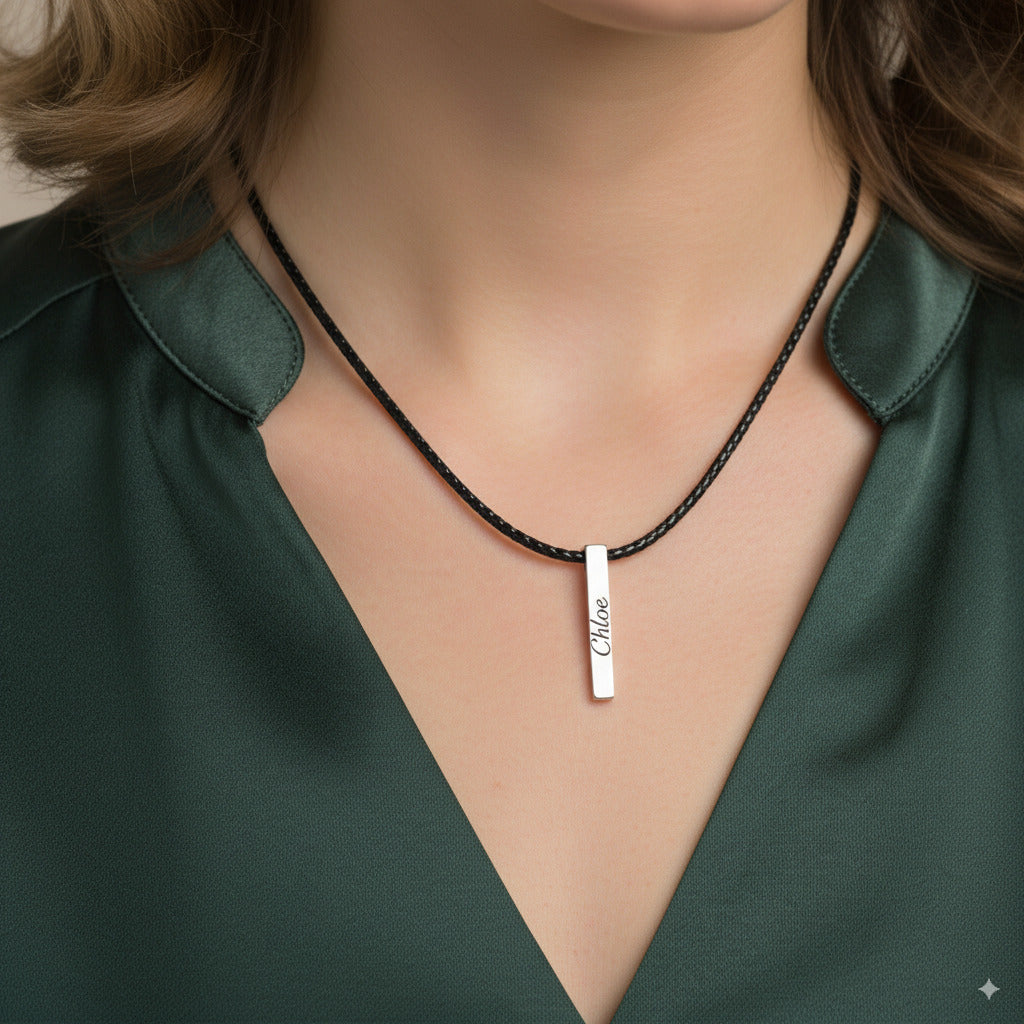 Custom Silver Bar Necklace