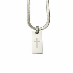 Custom Silver Rectangle Pendant Necklace