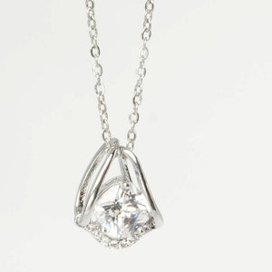 Silver Bamboo-Inspired Pendant Necklace - PEACORA