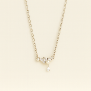 Elegant Pearl & Crystal Universe Necklace - PEACORA