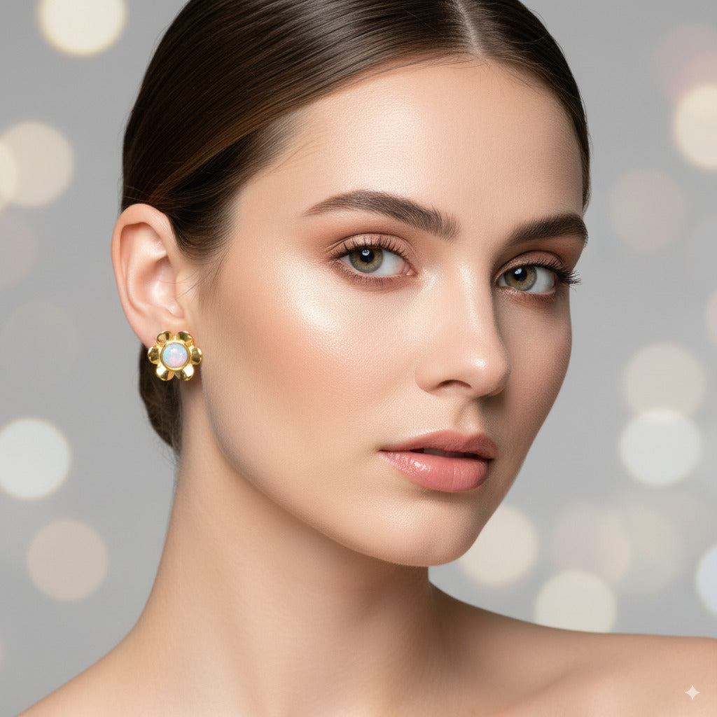 Floral Opal Stud Earrings