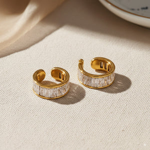 Geometric Crystal Clip-On Earrings