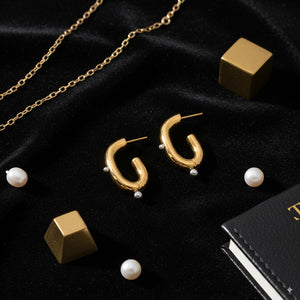 Geometric Dual-Tone Hoop Earrings