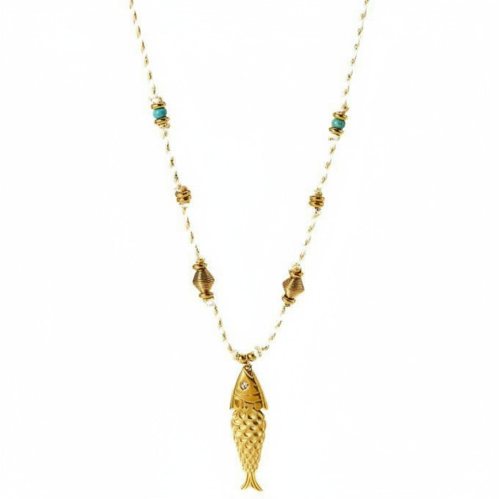 Gold Fish Pendant Necklace