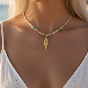 Gold Fish Pendant Necklace