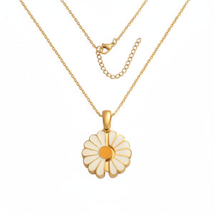 PEACORA Golden Daisy Pendant Necklace