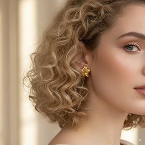 Golden Leaf Stud Earrings