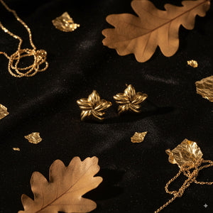 Golden Leaf Stud Earrings