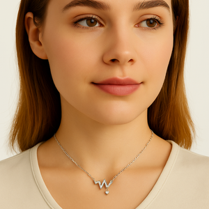 Heartbeat Necklace with Heart Charm - PEACORA