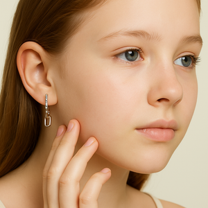 Modern Asymmetrical Link Drop Earrings - PEACORA