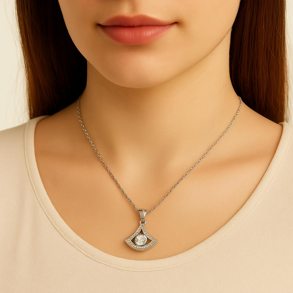 Radiant Fan Pendant Necklace - PEACORA