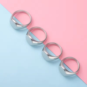 Round Signet Ring SIlver Jewelry Ring for Women - PEACORA