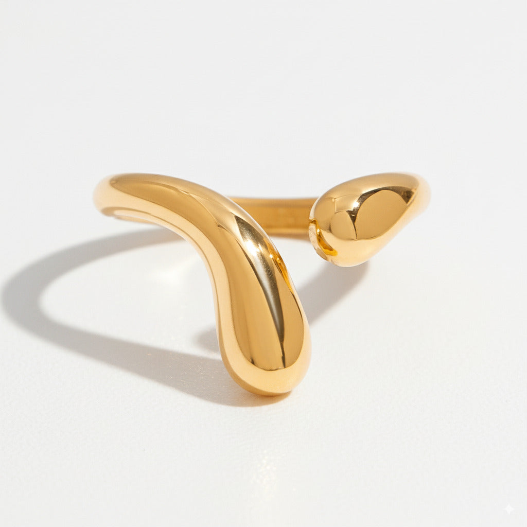 Sculpted Wave Ring – Gold & Silver Finish Stainless Steel - PEACORA