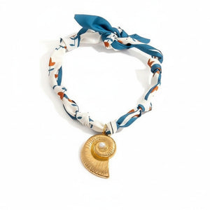 Seashell Pendant Scarf Necklace
