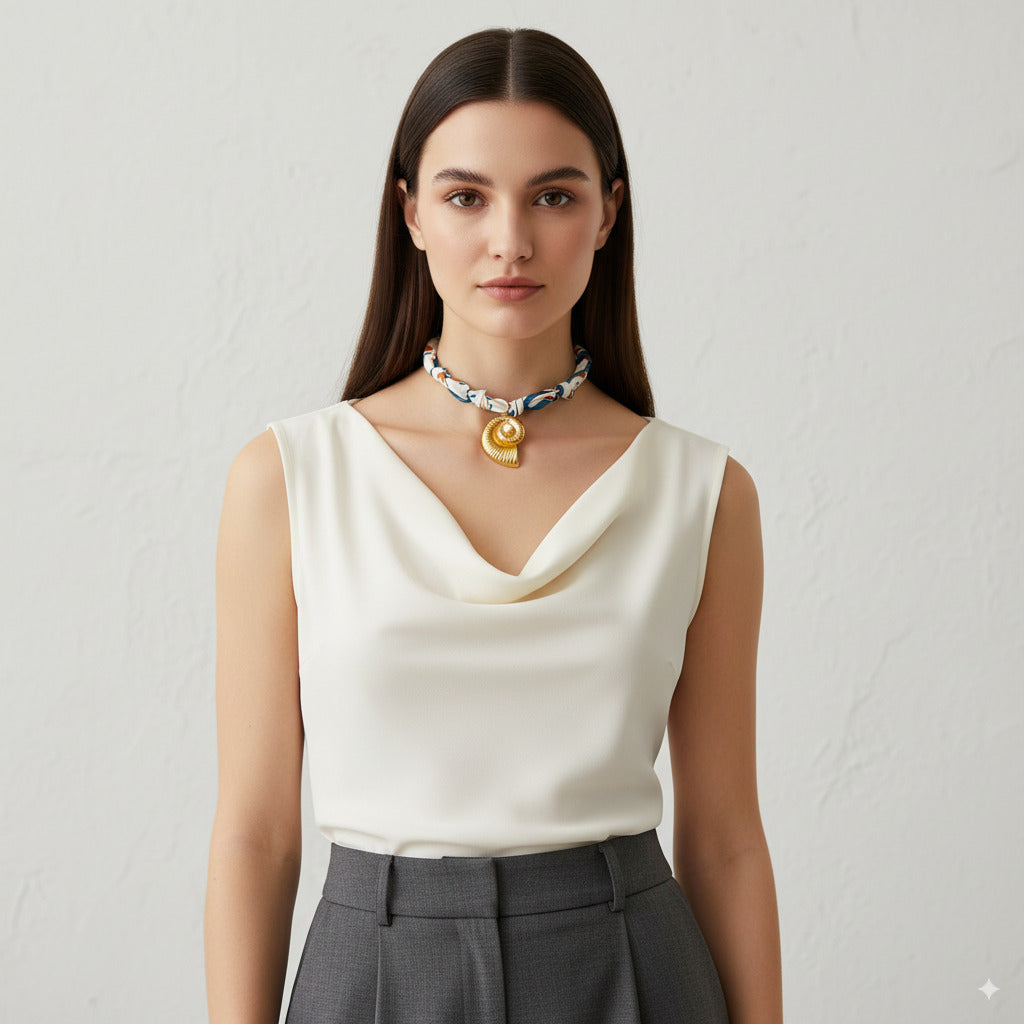 Seashell Pendant Scarf Necklace – PEACORA Jewelry